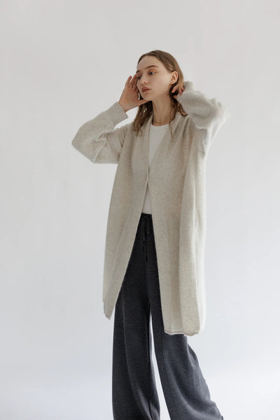 Long Cardigan in raccoon white/gray