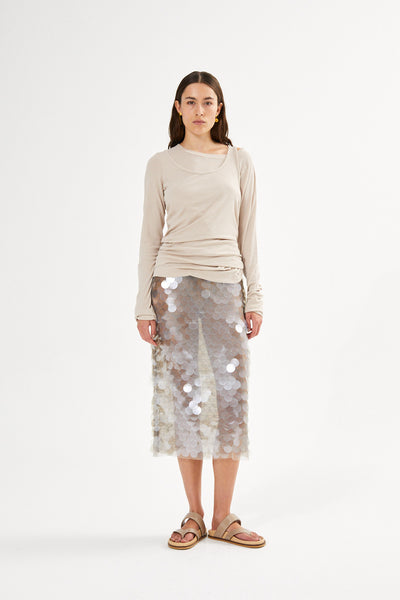 Lior Lunar Pencil Skirt Antique Silver