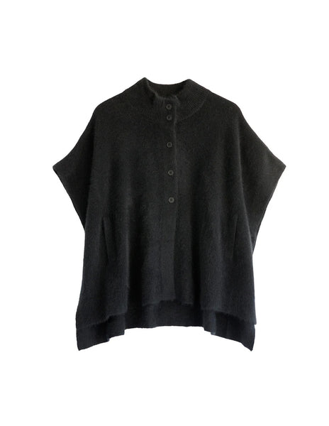 Poncho in raccoon Noir