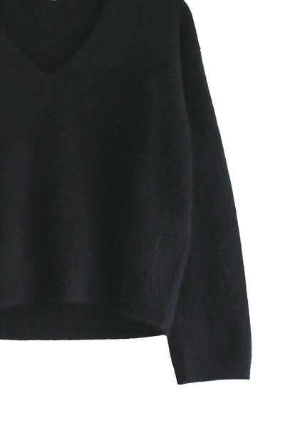 V neck top in Raccoon . Black