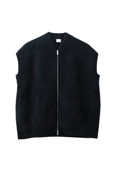 Zip-knit vest in raccoon Noir