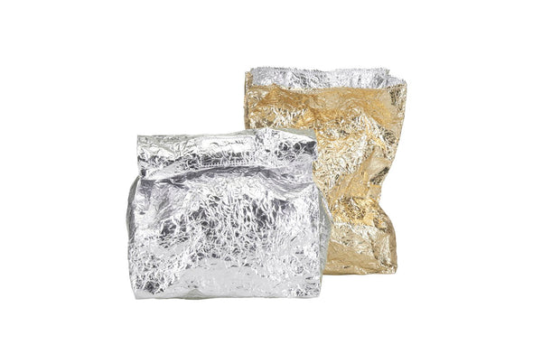 Silver metallic lunch bag