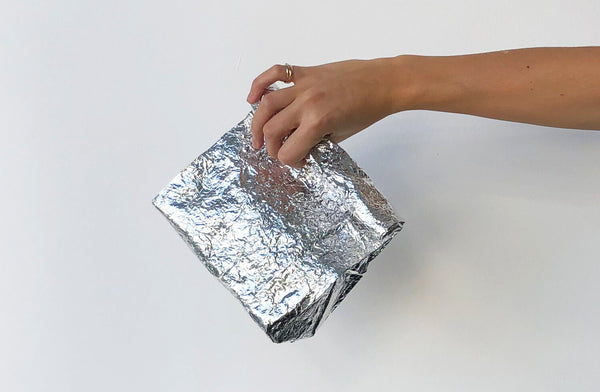 Silver metallic lunch bag