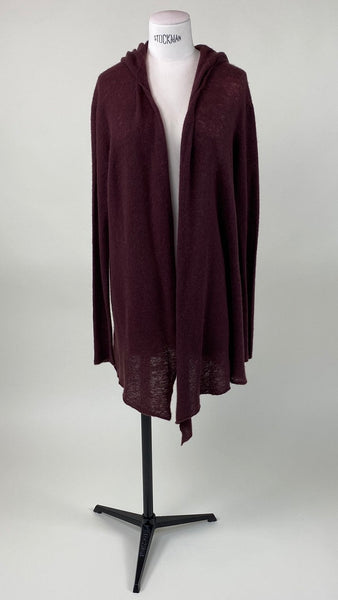 Hooded Long Sleeve Cardigan Raisin