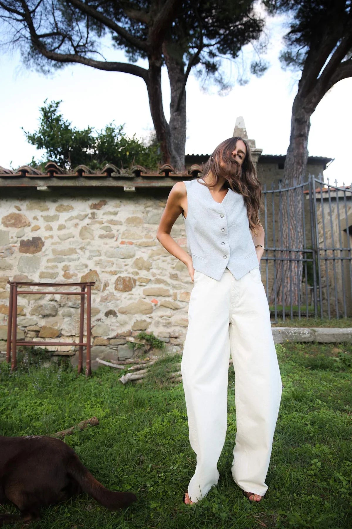 Fellini Denim Ecru Straight Pants Ecru