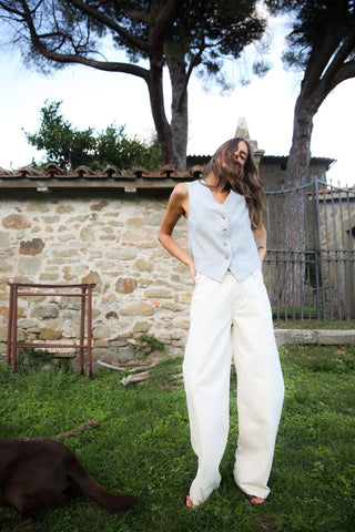 Fellini Denim Ecru Straight Pants Ecru