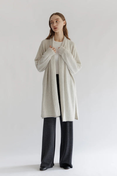 Cardigan Long En Raton Laveur Gris