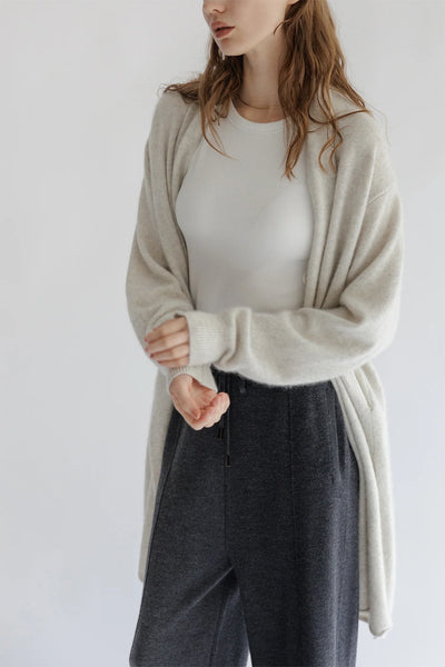 Cardigan Long En Raton Laveur Gris