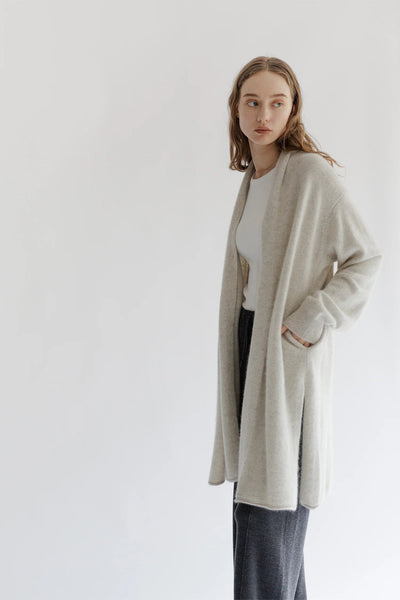 Cardigan Long En Raton Laveur Gris