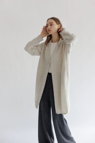 Cardigan Long En Raton Laveur Gris