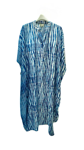 Kaftan Lore from Nous vertikal blue&white waves/ silk