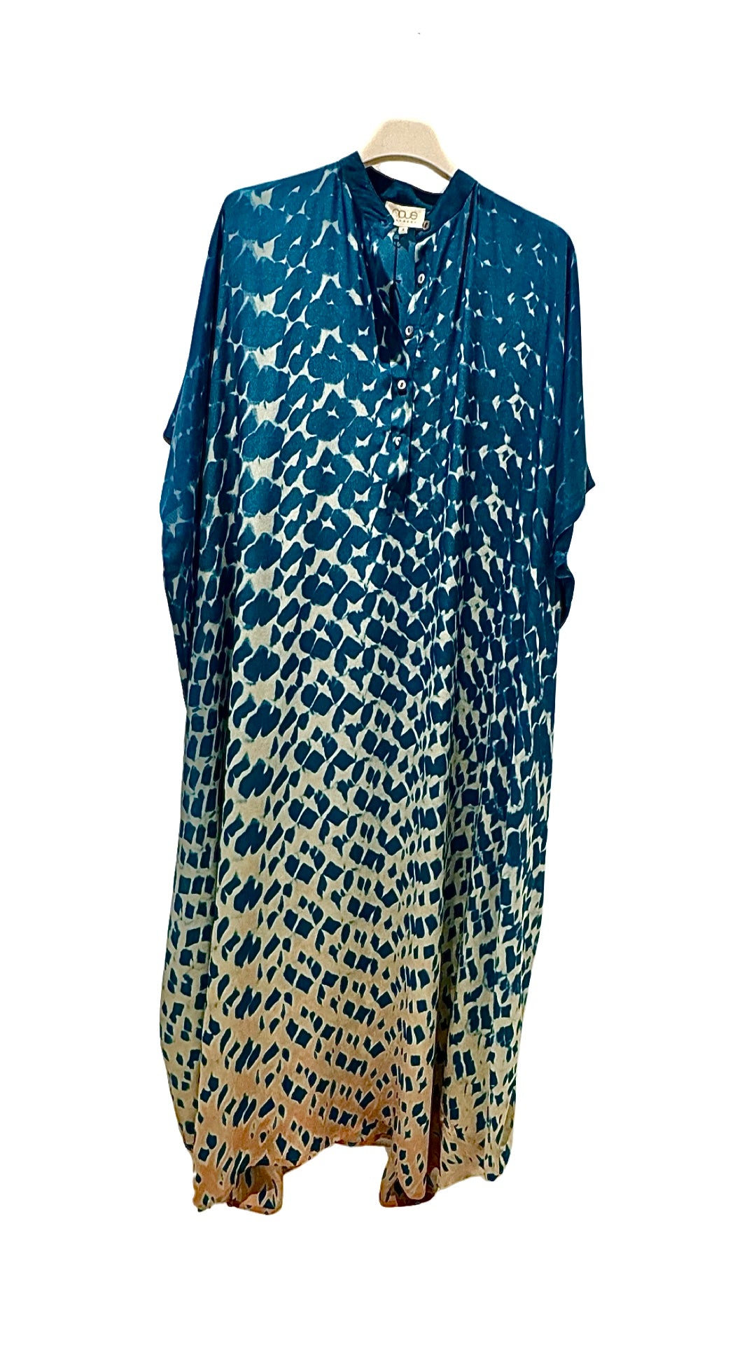 Kaftan Lore from Nous blue with salmon spots/ cupro