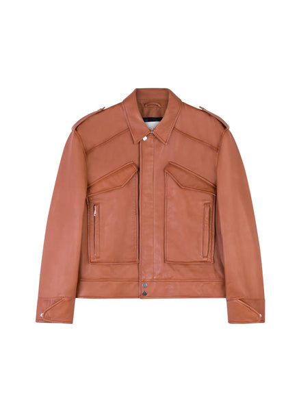 Giubbino Blossom Zipped Leather Jacket
