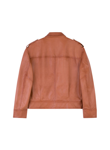 Giubbino Blossom Zipped Leather Jacket