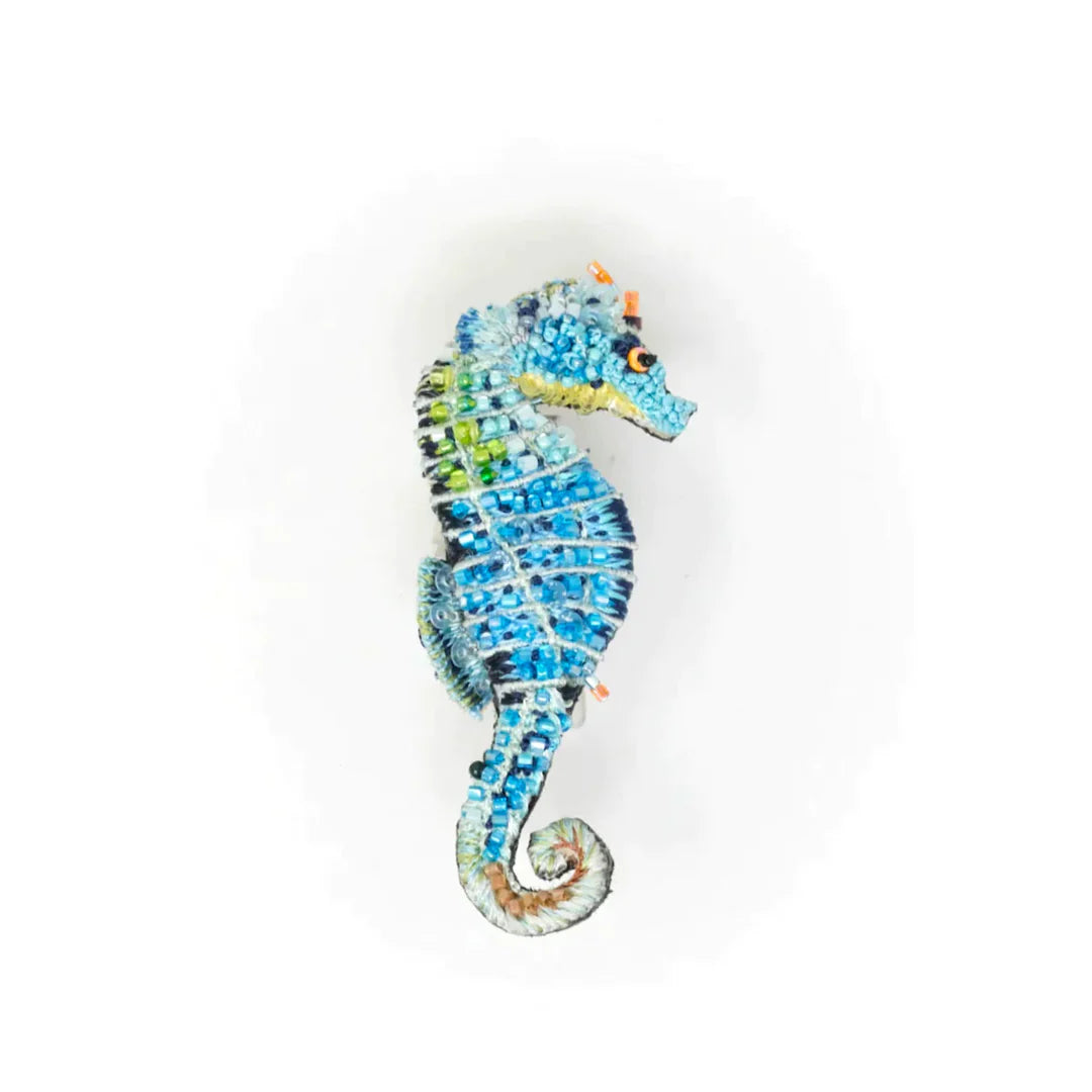 Blue Seahorse Brooch Pin