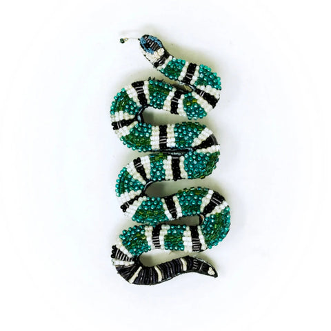 Green Branded Snake Brooch Pin