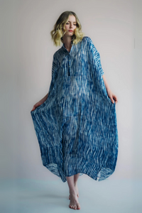 Kaftan Lore Silk Blue/White Waves