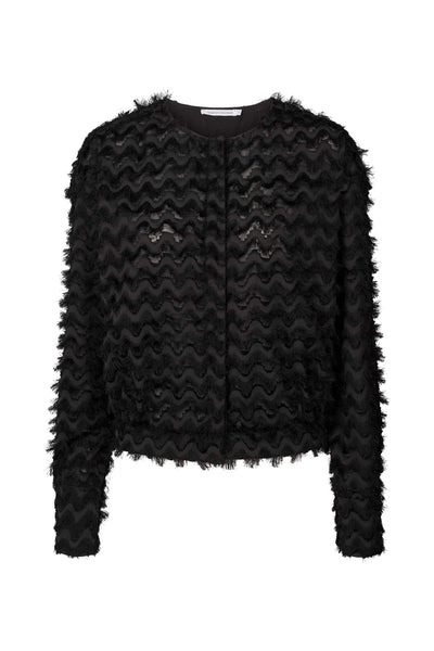 September Black Feathery Shirt Jacket