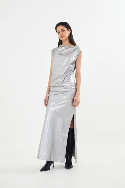 Jamal Antique Silver Draped Dress