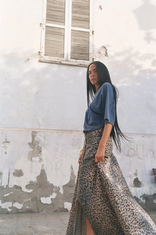 Natja Leopard Print Button Skirt