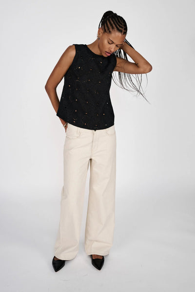 Fellini Denim Ecru Straight Pants Ecru
