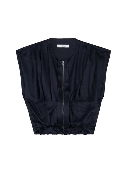 Zimpa Black Sleeveless Zip-Up Blouse
