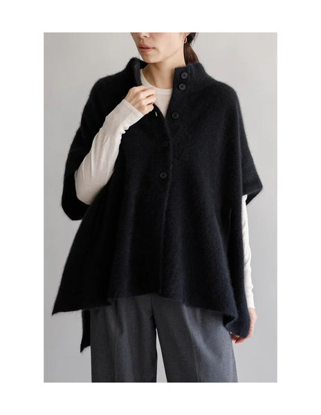 Poncho En Laine De Raton Laveur Noir