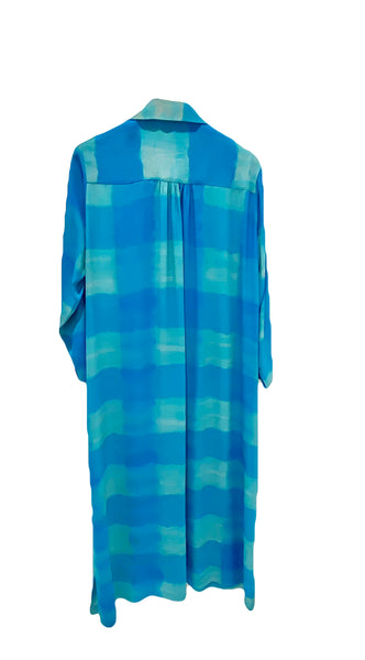 Stine- Long Straight Shirt Dress  lagoon big check