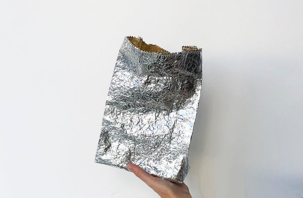 Silver metallic lunch bag