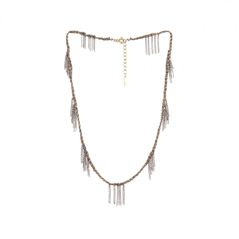 MLS651 Ruthenium Lurex Gold Necklace