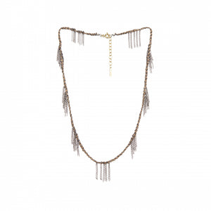 MLS651 Ruthenium Lurex Gold Necklace