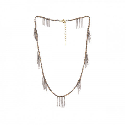 MLS651 Ruthenium Lurex Gold Necklace