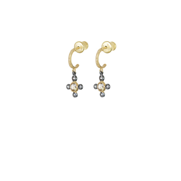 MLS878 Gold, Silver & Diamond Earrings