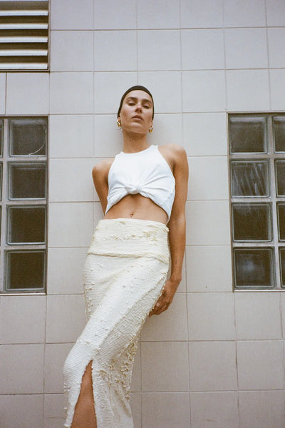 Elvi Studio High Waist Sequin Skirt