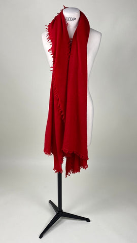 Flame Red Cashmere Felted Large Scarf