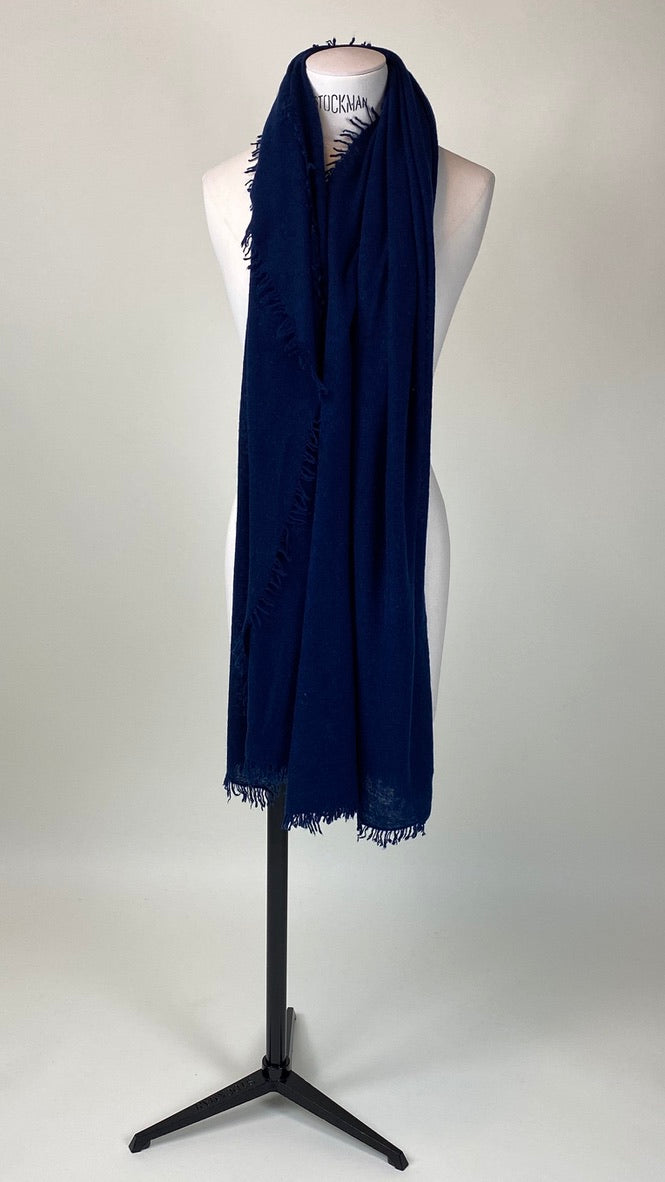 Navy Blue Cashmere Felted Large Scarf