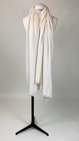 Natural Off White Cashmere Felted Large Scarf