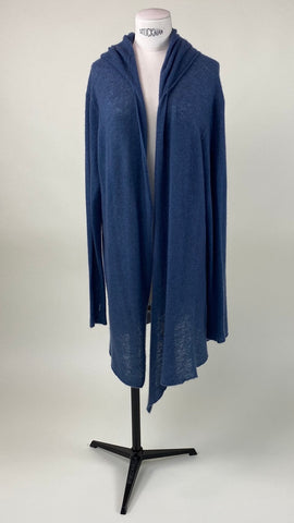 Hooded Long Sleeve Cardigan Slate Blue