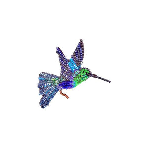 Green Crowned Woodnymph Hummingbird Embroidered Brooch