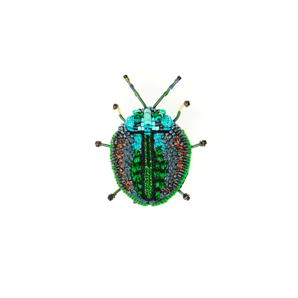 Green Leaf Beetle Brooch Pin