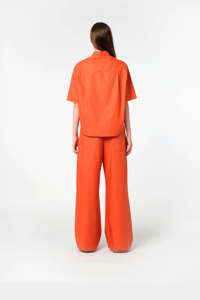 Dreamy Bright Orange Elasticated-Waist Cotton Trousers