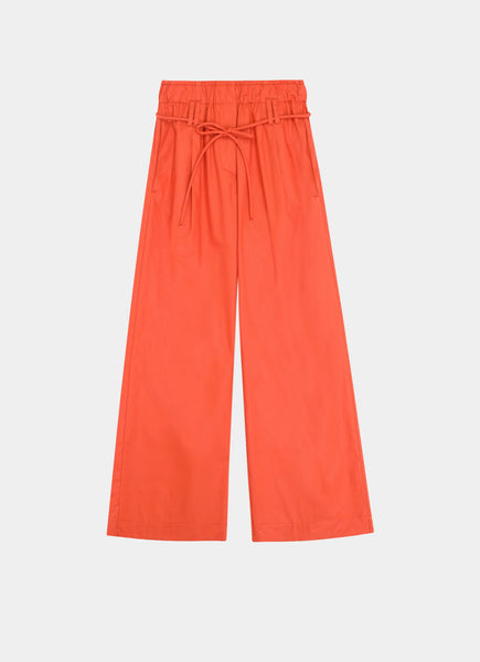 Dreamy Bright Orange Elasticated-Waist Cotton Trousers